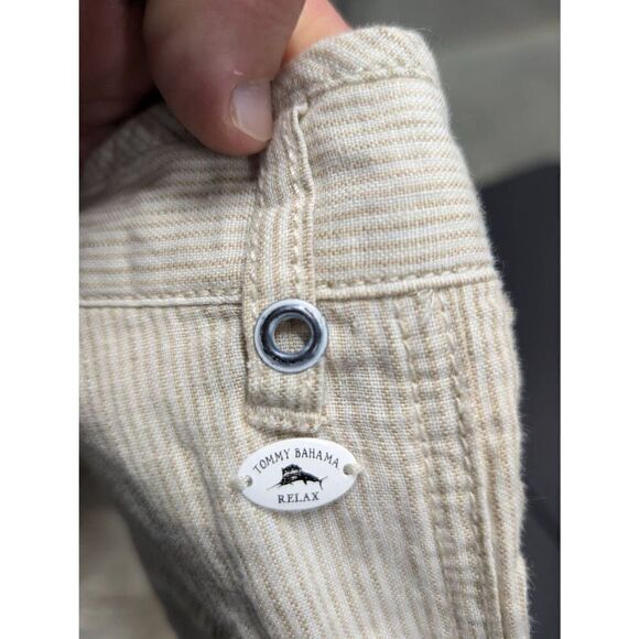Tommy Bahama White and Tan Stripes Flat Front Pockets Cotton Men's Shorts 33 - Picture 4 of 8
